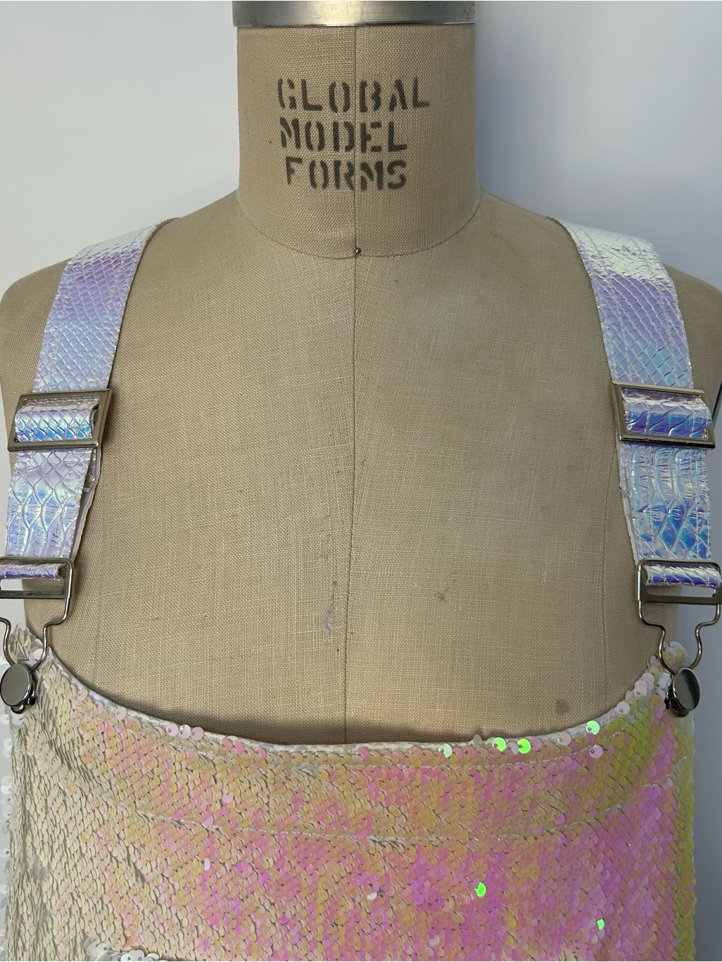 Iridescent Sequin Overall Jumpsuit - Pink — image 2 of 7